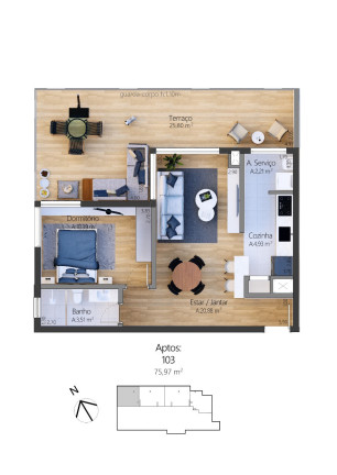 Imagem Apartamento com 1 Quarto à Venda, 76 m² em Moura - Gramado