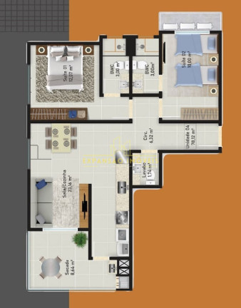 Imagem Apartamento com 2 Quartos à Venda, 92 m² em Barreiros - São José