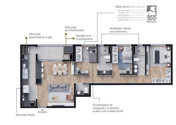 Imagem Apartamento com 3 Quartos à Venda, 93 m² em Boa Vista - Curitiba