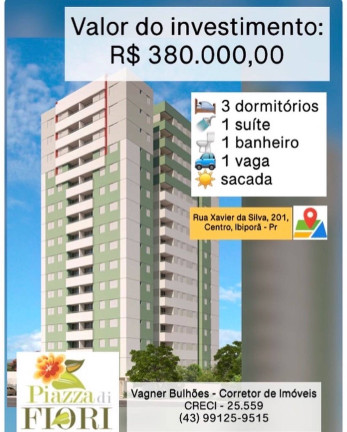 Apartamento com 3 Quartos à Venda, 67 m² em Centro - Ibiporã