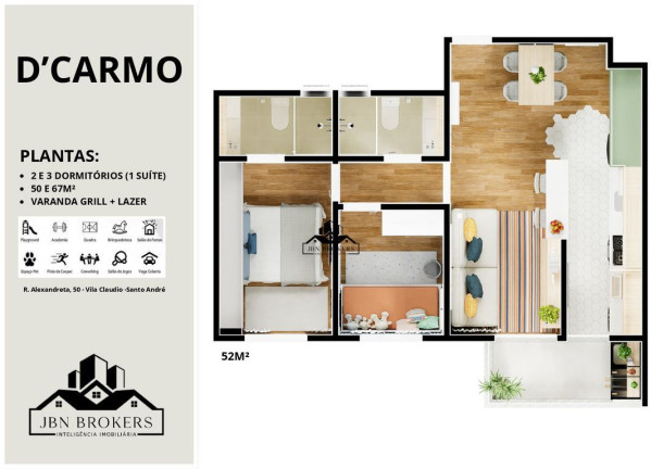 Imagem Apartamento com 2 Quartos à Venda, 52 m² em Jardim Santo Antônio - Santo André Imagem Apartamento com 2 Quartos à Venda, 52 m² em Jardim Santo Antônio - Santo André