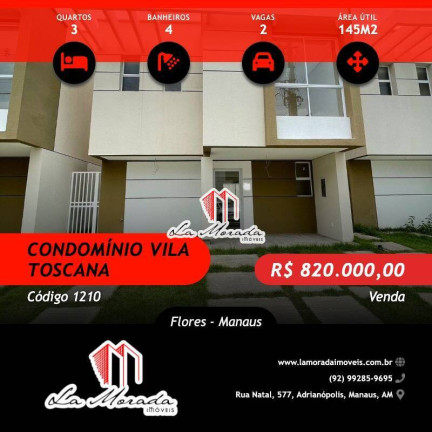 Casa de Condomínio com 3 Quartos à Venda, 145 m² em Flores - Manaus