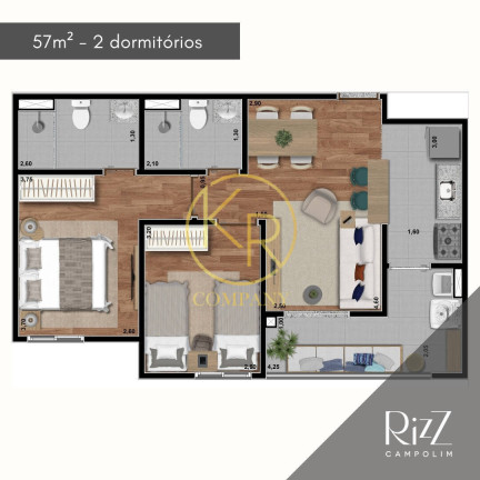 Imagem Apartamento com 2 Quartos à Venda, 57 m² em Parque Campolim - Sorocaba