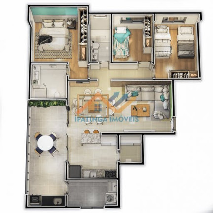 Imagem Apartamento com 3 Quartos à Venda, 92 m² em Veneza - Ipatinga
