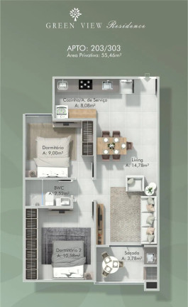 Imagem Apartamento com 2 Quartos à Venda, 55 m² em Rio Pequeno - Camboriú