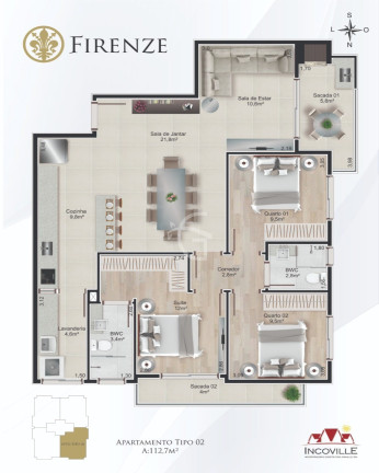 Imagem Apartamento com 3 Quartos à Venda, 111 m² em Costa E Silva - Joinville