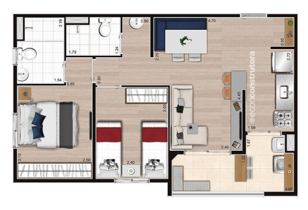 Imagem Apartamento com 2 Quartos à Venda, 47 m² em Vila Das Bandeiras - Guarulhos