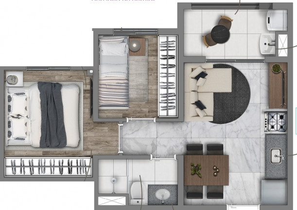 Imagem Apartamento com 2 Quartos à Venda, 44 m² em Jardim Caravelas - São Paulo