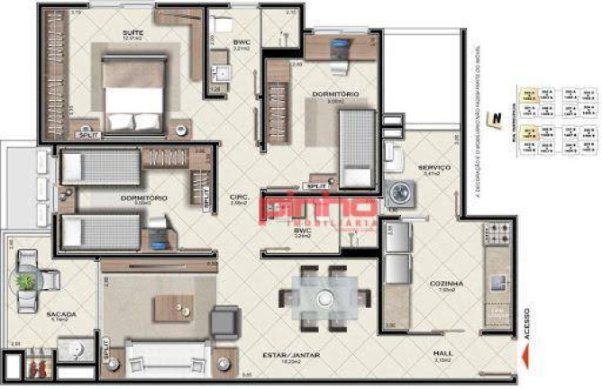Imagem Apartamento com 3 Quartos à Venda, 93 m² em Barreiros - São José