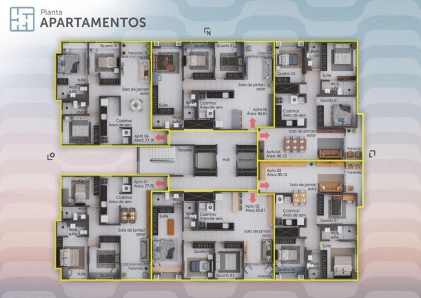 Apartamento com 3 Quartos à Venda, 80 m² em Intermares - Cabedelo