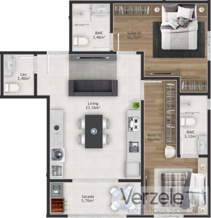 Imagem Apartamento com 2 Quartos à Venda, 56 m² em Morretes - Itapema