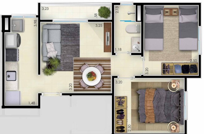 Imagem Imóvel com 2 Quartos à Venda, 43 m² em Ipiranga - Ribeirão Preto