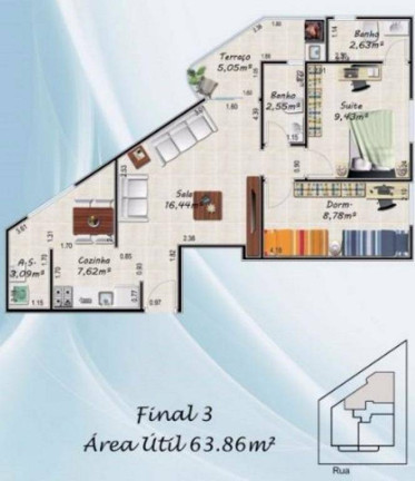 Apartamento com 2 Quartos à Venda, 63 m² em Vila Assunção - Praia Grande