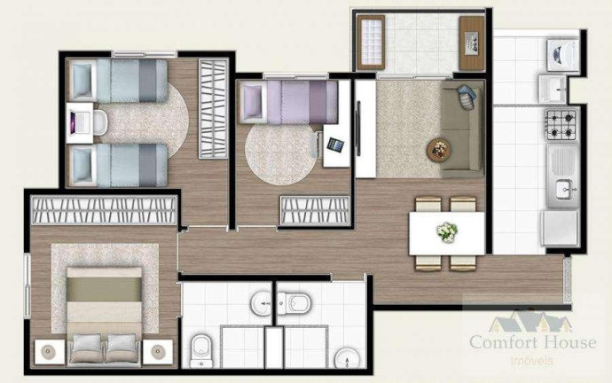 Imagem Apartamento com 3 Quartos à Venda, 59 m² em Vila Valparaíso - Santo André Imagem Apartamento com 3 Quartos à Venda, 59 m² em Vila Valparaíso - Santo André