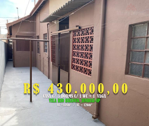 Casa com 3 Quartos à Venda, 118 m² em Vila Rica - Jundiaí