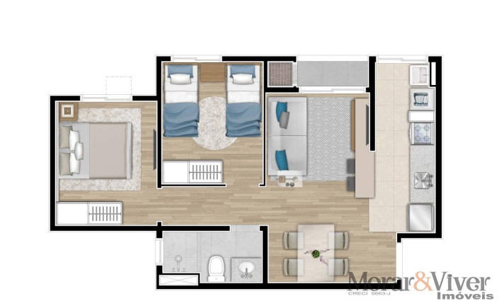 Imagem Apartamento com 2 Quartos à Venda, 44 m² em Campo Comprido - Curitiba