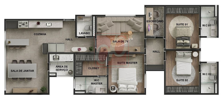 Imagem Apartamento com 3 Quartos à Venda, 115 m² em Vila Romana - Sorriso Imagem Apartamento com 3 Quartos à Venda, 115 m² em Vila Romana - Sorriso