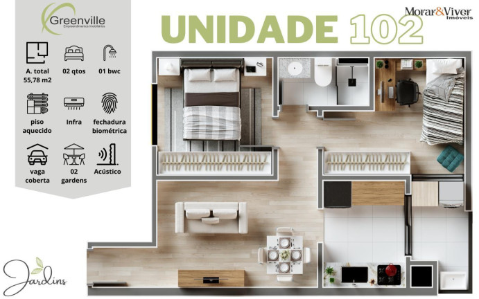 Imagem Apartamento com 2 Quartos à Venda, 49 m² em Cidade Jardim - São José Dos Pinhais