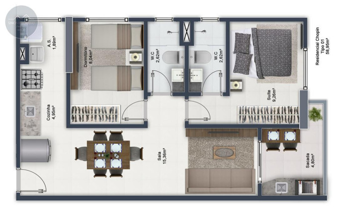 Imagem Apartamento com 2 Quartos à Venda, 57 m² em Boqueirão - Praia Grande