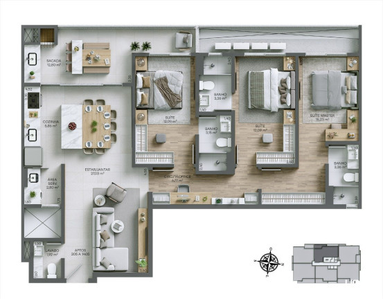 Imagem Apartamento com 3 Quartos à Venda, 122 m² em Campinas - São José Imagem Apartamento com 3 Quartos à Venda, 122 m² em Campinas - São José