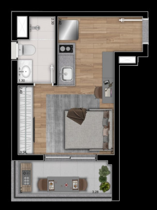 Imagem Imóvel com 1 Quarto à Venda, 28 m² em Brooklin Paulista - São Paulo