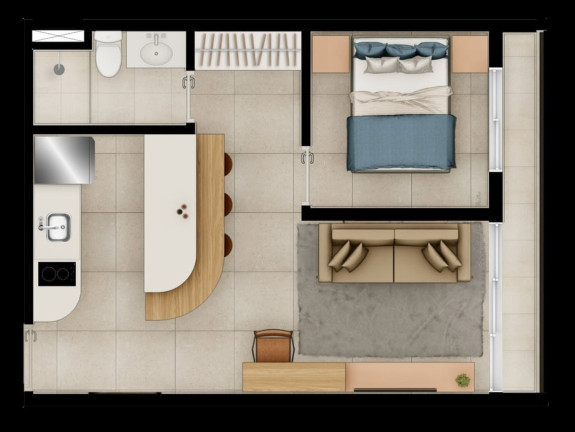 Imagem Apartamento com 1 Quarto à Venda, 34 m² em Campo Belo - São Paulo