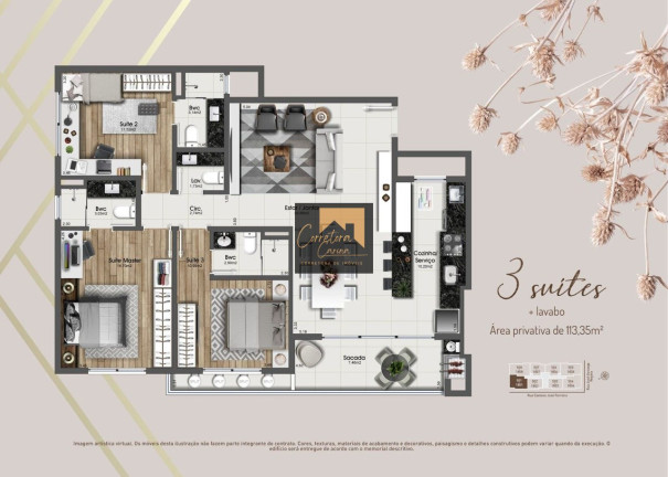 Imagem Apartamento com 3 Quartos à Venda, em Kobrasol - São José Imagem Apartamento com 3 Quartos à Venda, em Kobrasol - São José