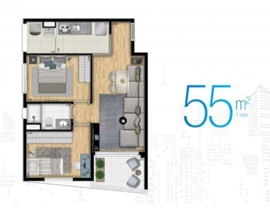 Imagem Apartamento com 2 Quartos à Venda, 55 m² em Centro - São Paulo Imagem Apartamento com 2 Quartos à Venda, 55 m² em Centro - São Paulo