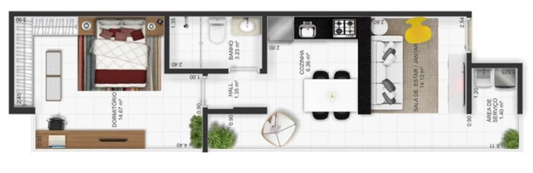 Imagem Apartamento com 1 Quarto à Venda, 45 m² em Guilhermina - Praia Grande