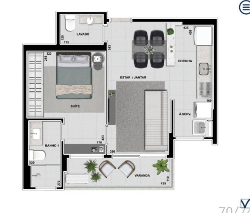 Imagem Studio com 1 Quarto à Venda, 51 m² em Caranda Bosque - Campo Grande