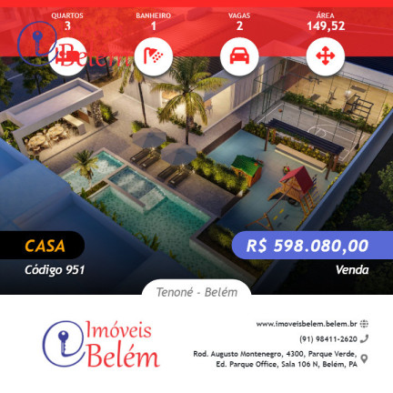 Imagem Casa com 3 Quartos à Venda, 149 m² em Tenoné - Belém Imagem Casa com 3 Quartos à Venda, 149 m² em Tenoné - Belém