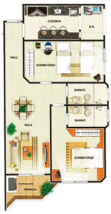Imagem Apartamento com 2 Quartos à Venda, 67 m² em Aviação - Praia Grande