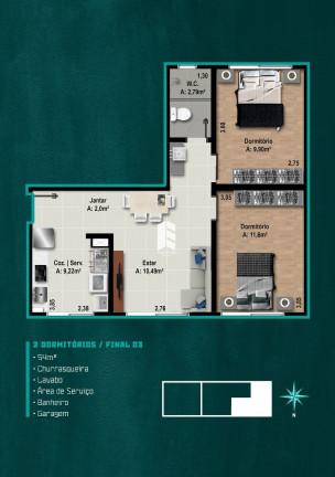 Imagem Apartamento com 2 Quartos à Venda, 107 m² em Camobi - Santa Maria