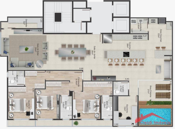 Imagem Apartamento com 3 Quartos à Venda, 111 m² em Costa E Silva - Joinville