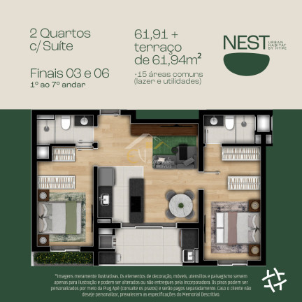 Imagem Apartamento com 2 Quartos à Venda, 30 m² em Bacacheri - Curitiba Imagem Apartamento com 2 Quartos à Venda, 30 m² em Bacacheri - Curitiba