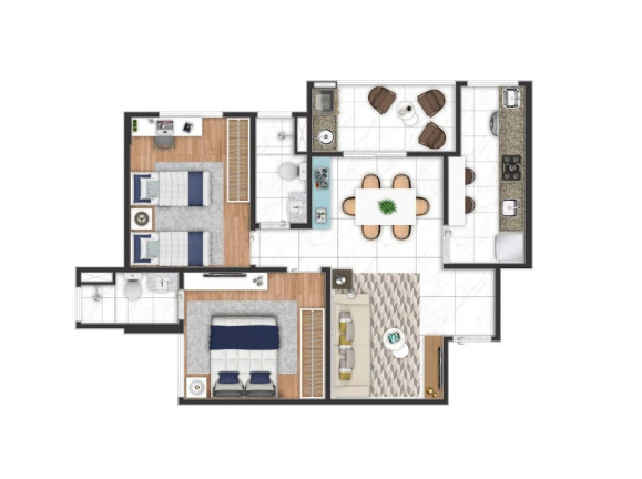 Imagem Apartamento com 2 Quartos à Venda, 66 m² em Centro - Poá