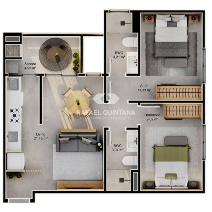 Imagem Apartamento com 2 Quartos à Venda, 64 m² em Saco Grande - Florianópolis