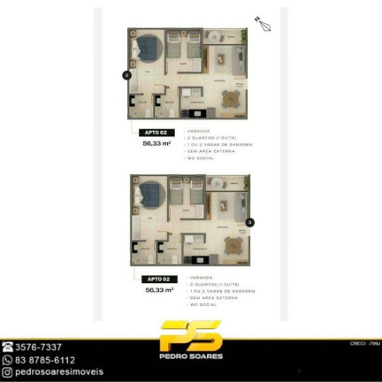 Imagem Apartamento com 2 Quartos à Venda, 65 m² em Brisamar - João Pessoa