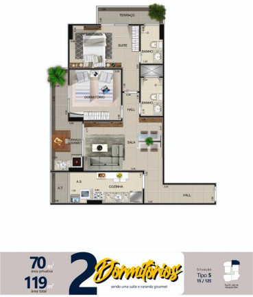Imagem Apartamento com 2 Quartos à Venda, 71 m² em Guilhermina - Praia Grande