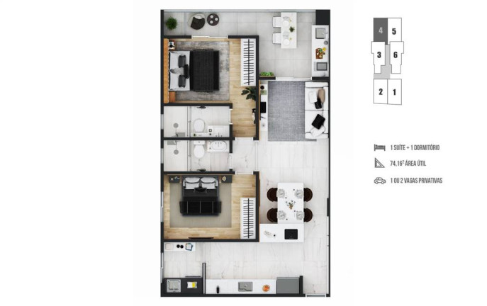 Imagem Apartamento com 2 Quartos à Venda, 74 m² em Forte - Praia Grande