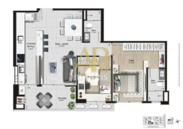 Imagem Apartamento com 2 Quartos à Venda, 80 m² em Kobrasol - São José Imagem Apartamento com 2 Quartos à Venda, 80 m² em Kobrasol - São José