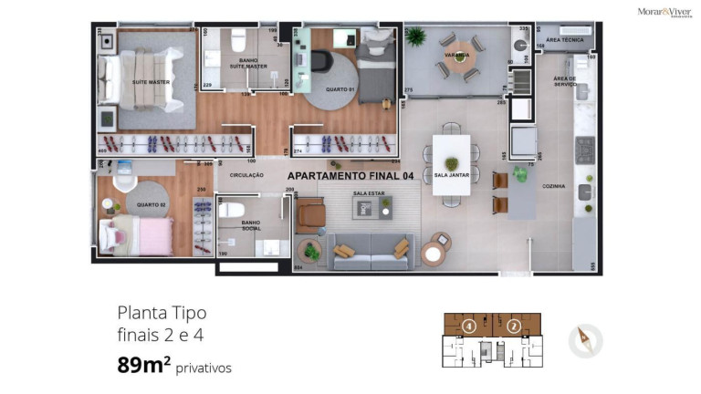 Imagem Apartamento com 3 Quartos à Venda, 89 m² em Bacacheri - Curitiba