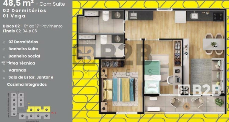 Imagem Apartamento com 2 Quartos à Venda, 48 m² em Jardim Infante Dom Henrique - Bauru Imagem Apartamento com 2 Quartos à Venda, 48 m² em Jardim Infante Dom Henrique - Bauru