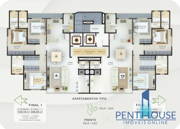 Apartamento com 3 Quartos à Venda, 120 m² em Centro - Balneário Camboriú