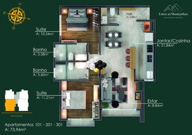 Imagem Apartamento com 1 Quarto à Venda, 46 m² em Moura - Gramado Imagem Apartamento com 1 Quarto à Venda, 46 m² em Moura - Gramado