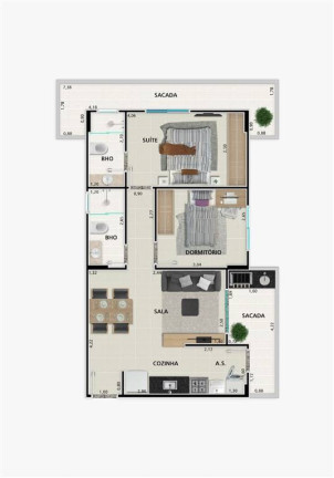Imagem Apartamento com 2 Quartos à Venda, 69 m² em Guilhermina - Praia Grande