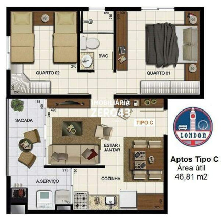 Imagem Apartamento com 2 Quartos à Venda, 47 m² em Taliana - Londrina