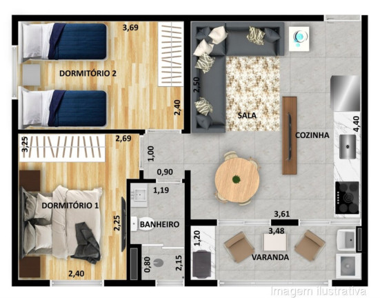 Imagem Apartamento com 2 Quartos à Venda, 42 m² em Vila Ré - São Paulo