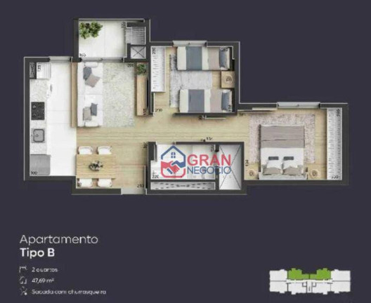 Imagem Apartamento com 2 Quartos à Venda, 48 m² em Hauer - Curitiba