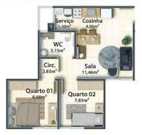 Imagem Apartamento com 2 Quartos à Venda, 46 m² em Vale Do Gavião - Teresina